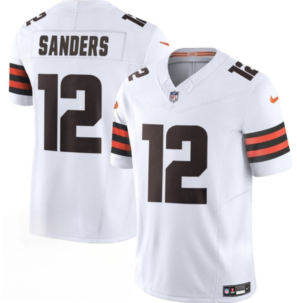Youth Cleveland Browns #12 Shedeur Sanders White 2025 Draft F.U.S.E. Vapor Limited Stitched Football Jersey
